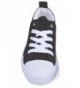 Sneakers Girls Canvas Sneakers Low Top Classic Fashion Tennis Athletic Shoes Kids Grey - Black and White - CF18NSGK0WE $29.15