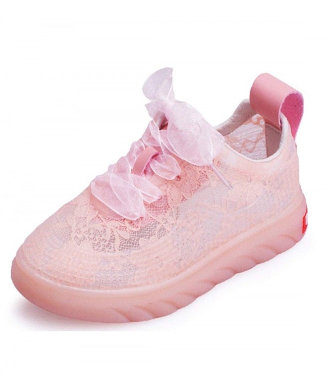 Sneakers Girls Lace Fabric Breathable Running Shoes Athletic Tennis Walking Sneakers for Kid - Pink - CL18EMRG9KC $21.87