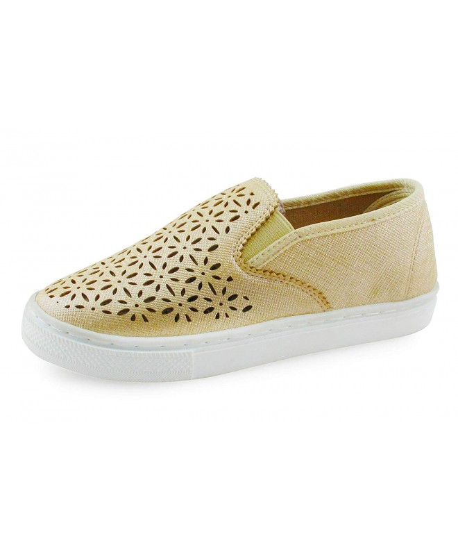 Sneakers Girls Slip On Casual Shoes Sneaker - Gold - C418OUXC9WN $34.82