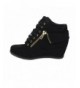 Sneakers Gladys-24K Children Girl's Comfort Hidden Wedge Lace Up Ankle Sneakers - Black - CN122EMBED5 $55.90