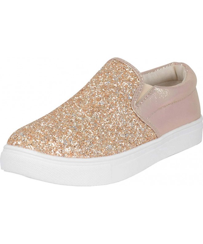 Sneakers Girls' Number Glitter Stretch Slip-On Fashion Sneaker (Toddler/Little Kid) - Champagne - C618LNML66Z $59.38