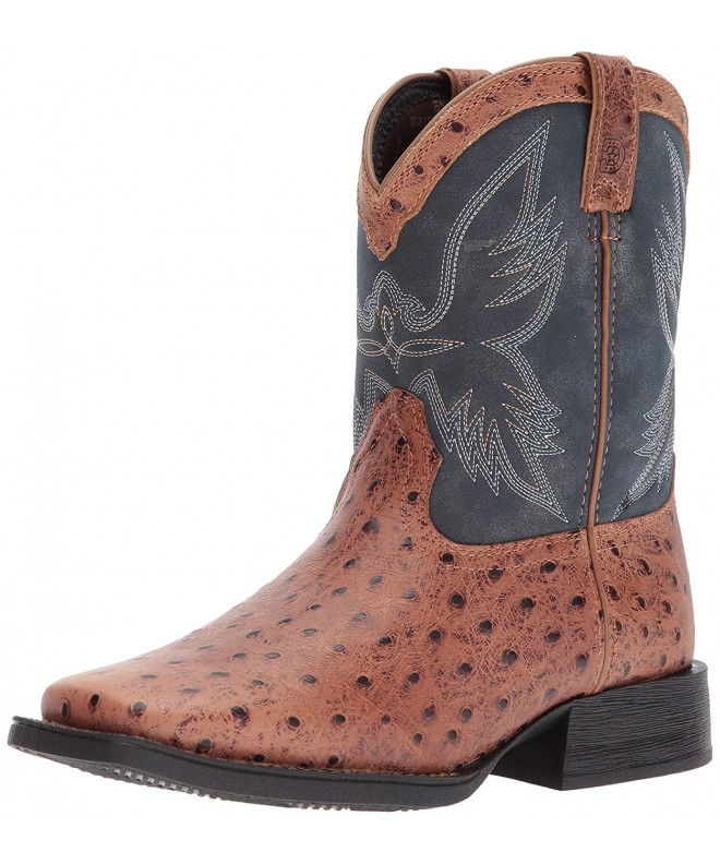 Boots Kids' DBT0190Y Western Boot - Cognac Ostrich/Blue - CV17YLITL0G $79.31