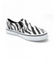 Sneakers Girl's Stylish Low-Top Slip-On Zebra Striped Print Sneaker - Black/White - C7182LMROU2 $17.65