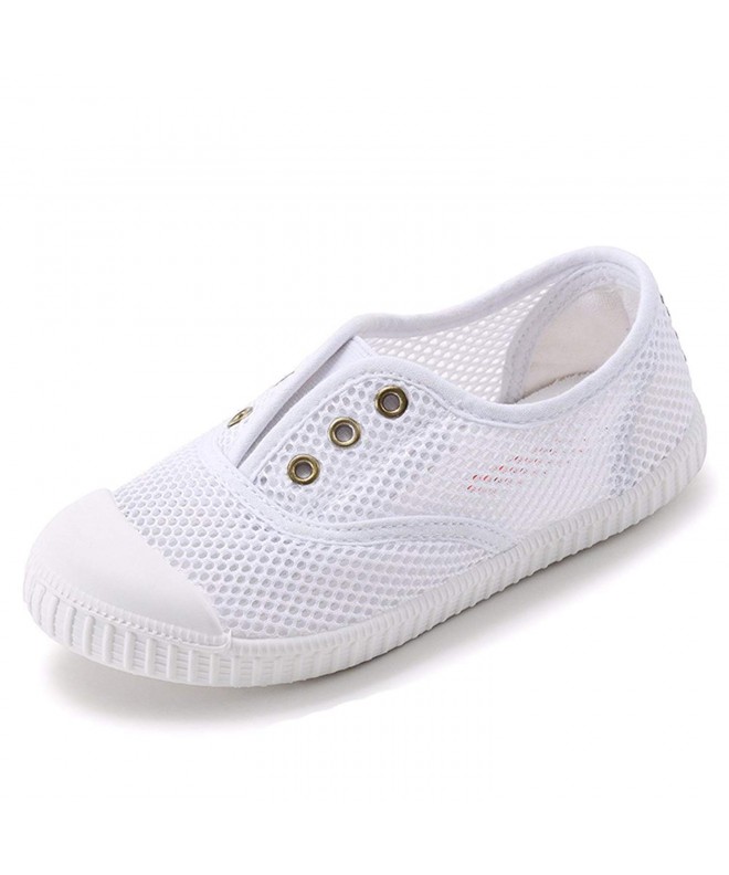 Sneakers Cute Toddler Flat Canvas Light Weight Laceless Slip-on Sneakers Walking Tennis Shoes School Shoes - White - CE1834CO...