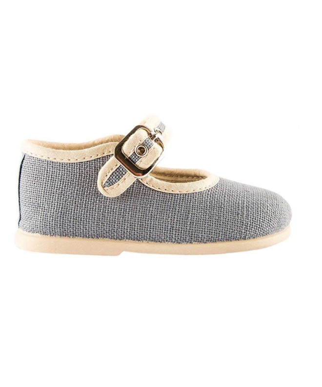 Sneakers Kids Linen Mary Jane for Girls - Cotton and Rubber Sole - Baby/Toddler/Kid Shoe - Indigo - CW182X6C30E $49.56