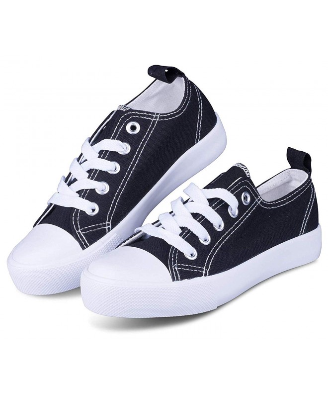 Sneakers Sneakers Canvas Children Comfortable Toddlers - Black and White Cap Toe - CF18NNZDEW8 $27.40