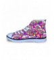 Sneakers Fashion Cute Colorful Cat Owl Print High Top Casual Little Kids Canvas Skate Shoes Sneakers Green - Purple Cat - CX1...