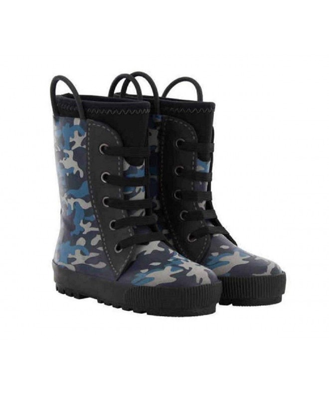 Boots Boys Camo Reflective Neoprene Sneaker Rain Boots - Blue Camo - CD180OLYE35 $82.47