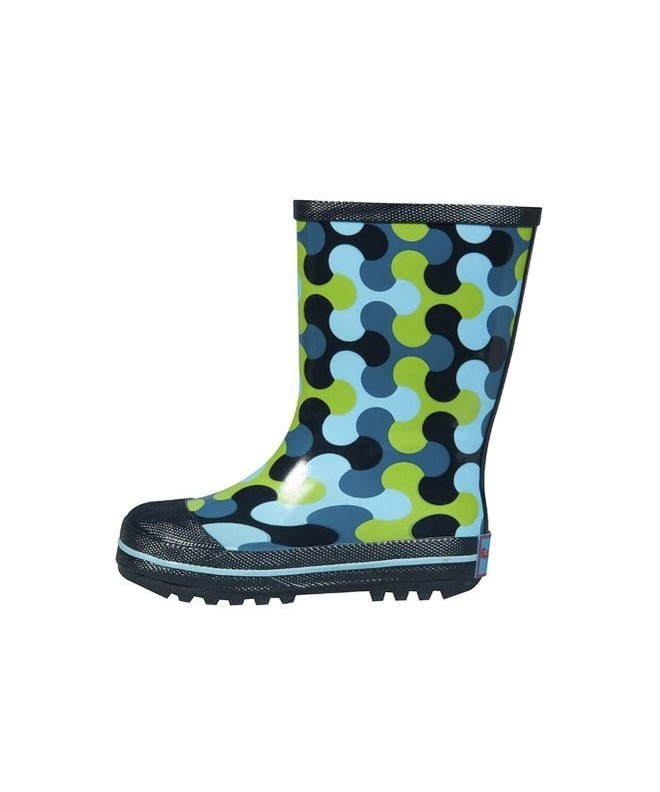 Boots Summer Sale Playful Puzzle Rain Boots Blue and Green - CJ11JDFXCR3 $33.02