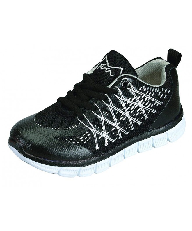 Sneakers Ultra-Light - Kids Athletic Mesh Lace Sneakers Shoes for Boys and Girls - Marathon Black Silver - CP180NIWI0T $35.36