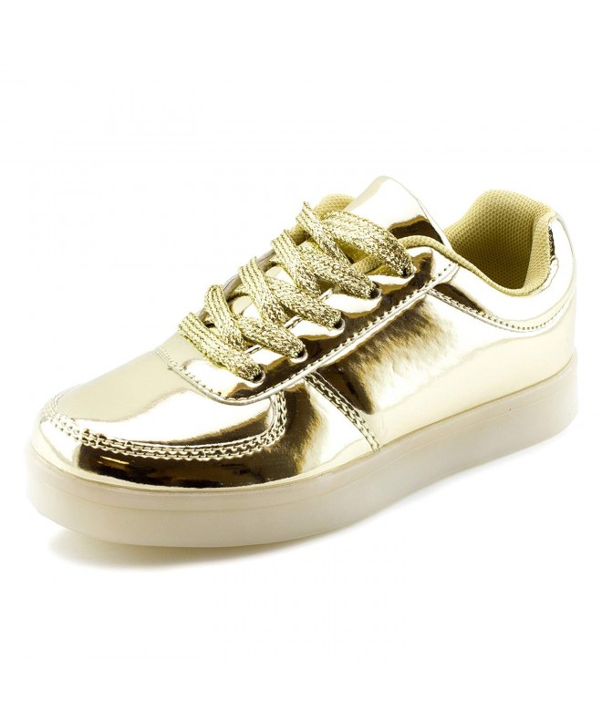 Sneakers Girls Lace-Up Walking Fashion Shoes Sneakers in Shiny Color (Toddler/Little Kid/Big Kid) th 11-4 - Gold - CK187DS4CY...