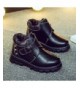 Boots Kid's Boy Microfiber Leather School Snow Boots Warm Fur Lined Buckle Slip On Sneaker Shoes - Black - CW1880YUUKK $23.18