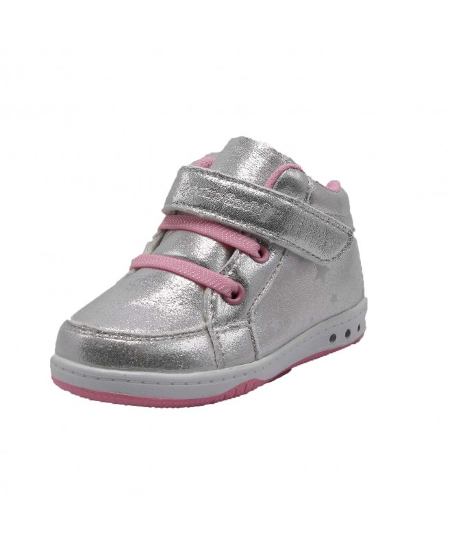 Sneakers Girls Toddler 9303 Hook n Loop Lace Free Casual Sneakers Shoe - Silver - CJ18NQWCLQZ $30.14
