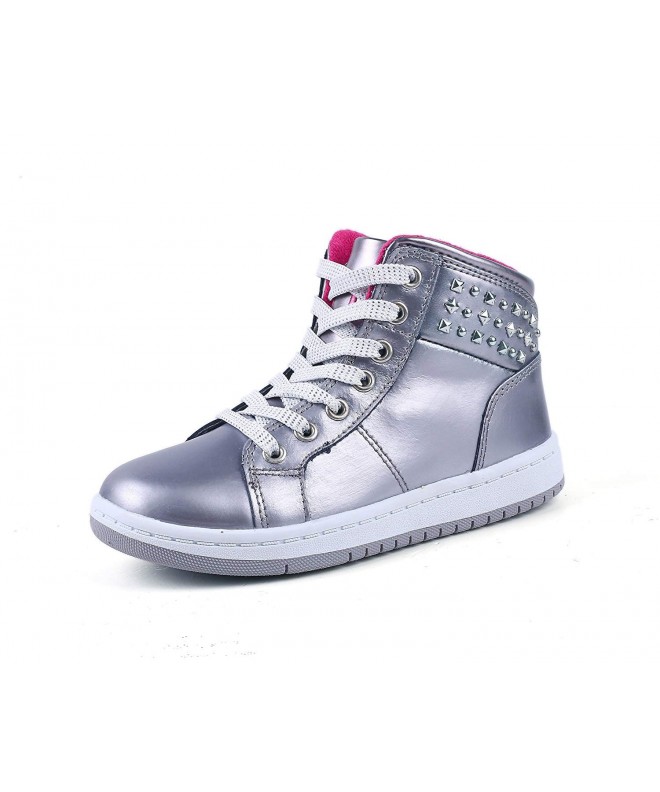 Sneakers Paike MORENDL High Top Shoe Zipper Girls' Sneaker(Little Kid - Big Kid) - Silver - CC18D5T3082 $47.46