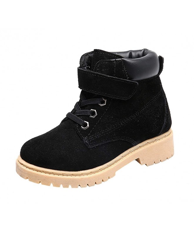 Boots Kids' Boys' Girls' Fashion Suede Mid Top Ankle Bootie Snow Boots (Toddler/Little Kid/Big Kid) - Black - CT18HSUSDKM $44.87