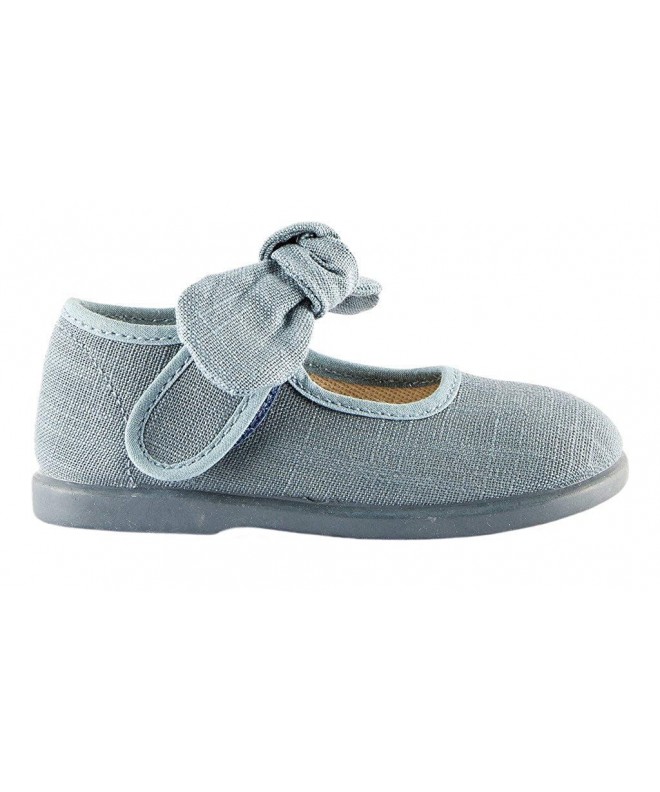Sneakers Kids Bow Linen Mary Jane - Rubber Sole - Baby/Toddler/Kid Shoe - Grey - CB182ZH0X8O $50.17