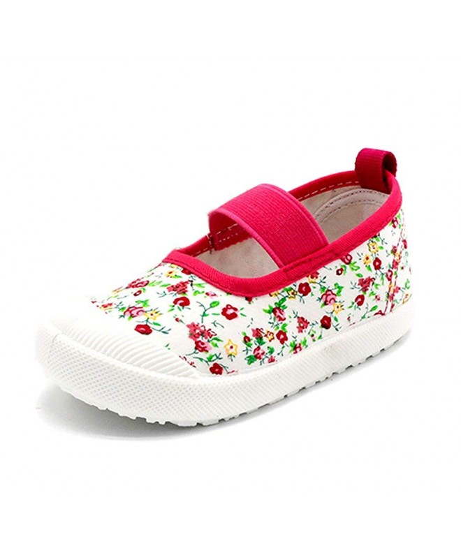 Sneakers Toddler Girls Cute Canvas Shoes Slip-on Casual Lightweight Sneakers - Floral-pink - CY187UHOGWK $25.74