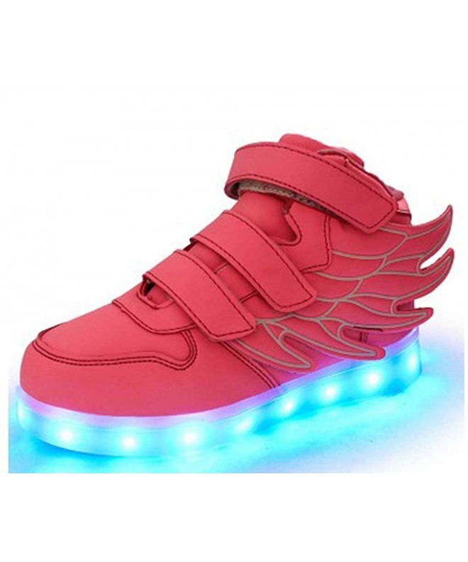 Sneakers Kid Girl LED Light up Sneaker Athletic Wings Shoe High Student Dance Boot USB Charge Pink - Pink - CA120U70563 $49.56