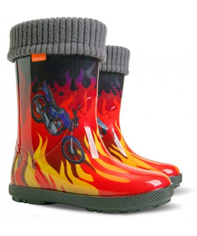 Boots Kids Boys Girls Wellies Wellington Boots Rainy Snow Modern Design Size 5-13 MF - Motorfire - CY12NVHUDDE $26.06