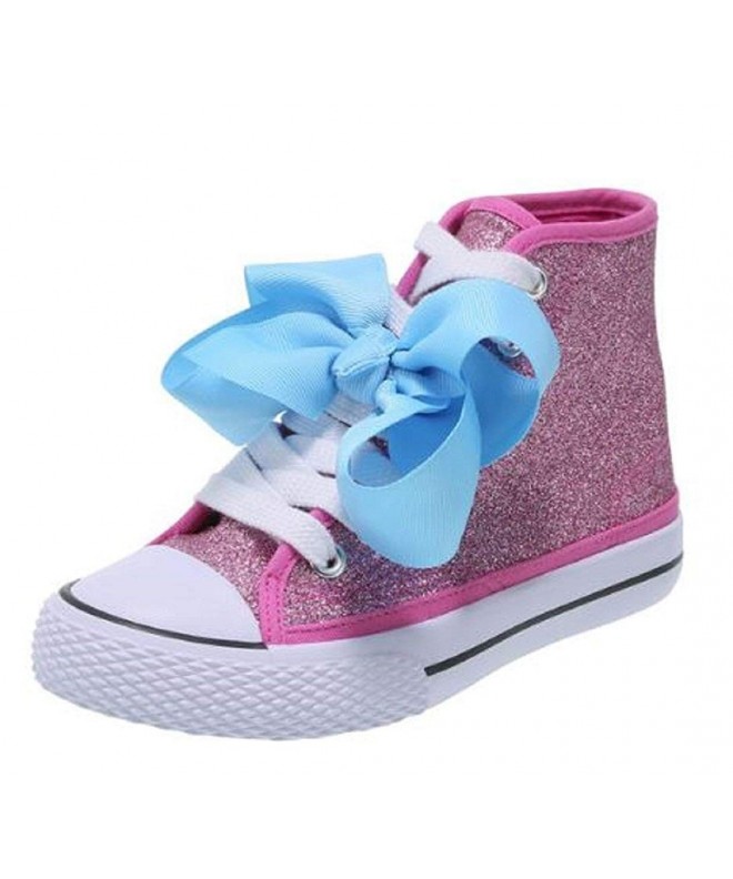 Sneakers Siwa Bow Sneaker High Top Silver or Pink Glitter Shoe for Girls Shoe Sizes 13-1-1.5-2-3 (3 Pink) - CD18G6A0OC6 $69.94