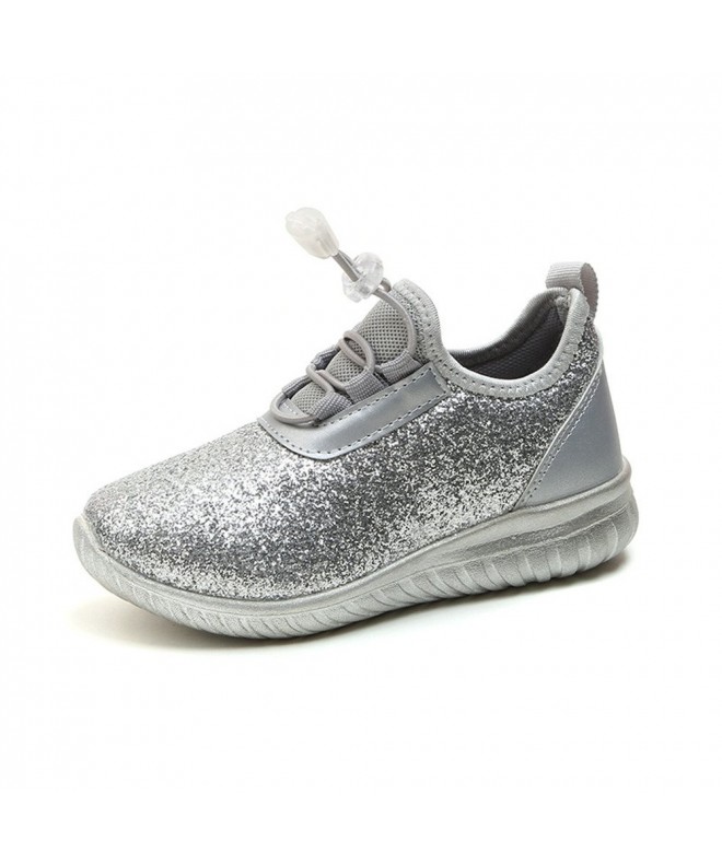 Sneakers Komfyea(27/9.5) Silver Girls Super Light Sneaker Glliter Shoes - CS18C02IYQQ $32.94