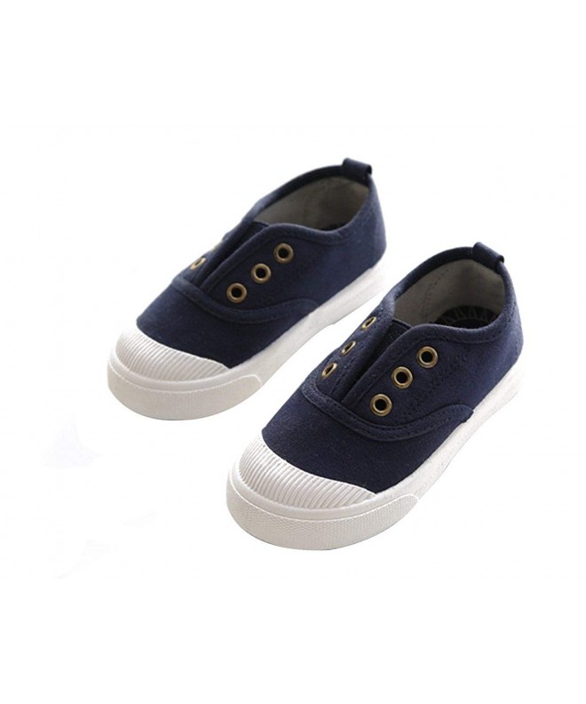 Sneakers Fashion Kids Toddler Canvas Sneaker Shoes Slip-on Boy Girl Casual Shoes - Dark Blue - CN182AZWHI0 $25.53