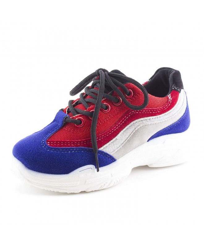 Sneakers Unisex Lace-Up Walking Fashion Shoes Sneakers (Toddler/Little Kid/Big Kid) - Blue/Red - CP18L2XK950 $33.65
