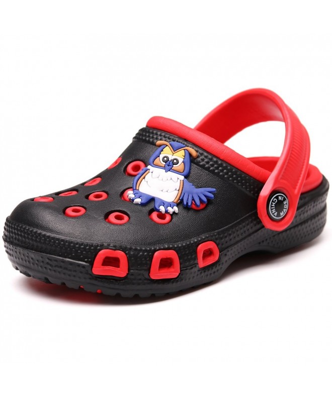 Clogs & Mules Kid's Cute Garden Shoes Cartoon Slides Sandals Clogs Children Beach Slipper - Black - C9183YHX550 $23.70