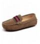 Loafers Boys Girls Cute Strap Slip-On Comfortable Dress Suede Leather Loafer Flats - Dark Brown - CN17YS9X5QK $58.20