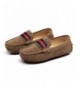 Loafers Boys Girls Cute Strap Slip-On Comfortable Dress Suede Leather Loafer Flats - Dark Brown - CN17YS9X5QK $58.20