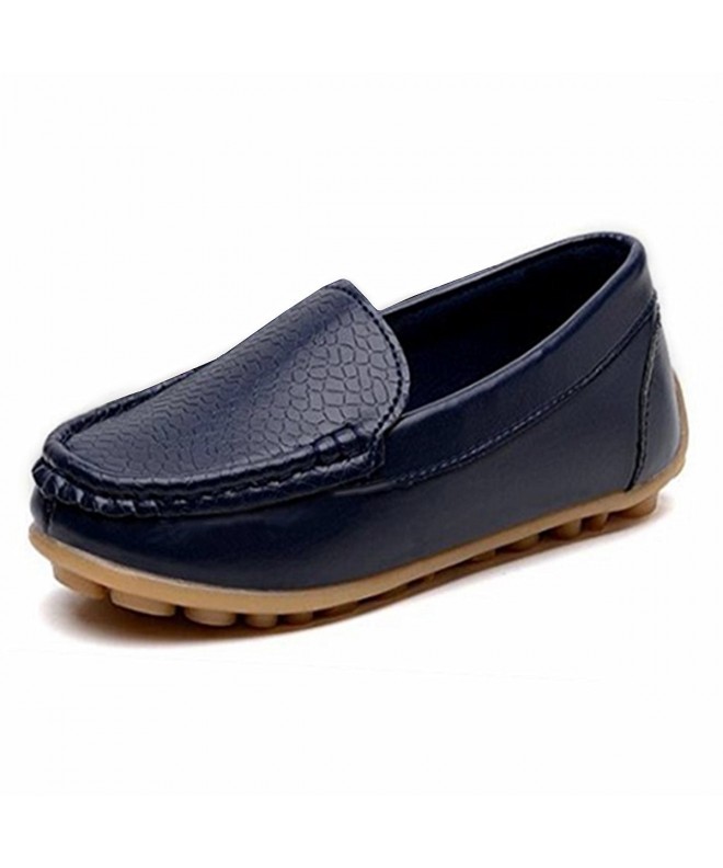 Loafers Kids Girls Boys Slip-on Loafers Oxford PU Leather Flats Shoes(Toddler/Little Kid) - Dark Blue - C218D9CW42Z $24.54
