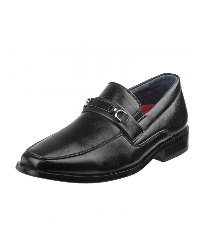 Loafers Boys Slip On Dress Shoe Metal Embellishment (Toddler/Little Kid/Big Kid) - Black - CY18KIZ5TOE $55.92