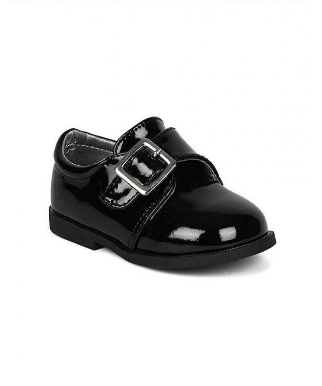 Loafers Leatherette Buckle Strap Dress Church Shoe (Infant/Baby Boy) AH59 - Black - C111MIGIZSF $50.78