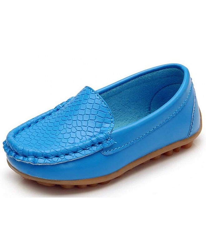Loafers Boy's Girl's Soft Synthetic Leather Loafers Slip On Boat Dress Shoes/Sneakers/Flats - Blue - CX11PQ3JZ9F $16.82
