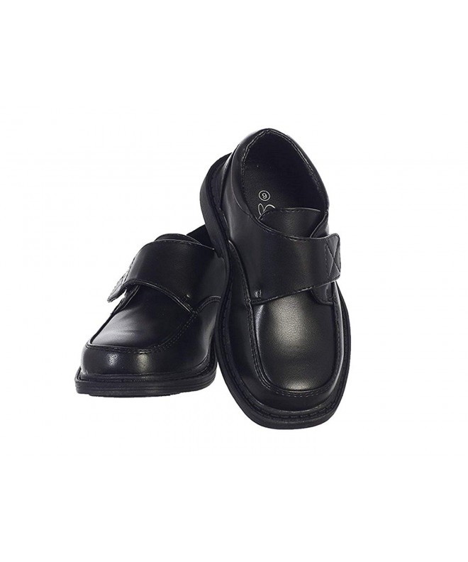 Loafers Boys Matte Dress Shoes w/Hook and Loop Fastener Strap - Black or White - Black - CJ11W28LSM9 $55.18