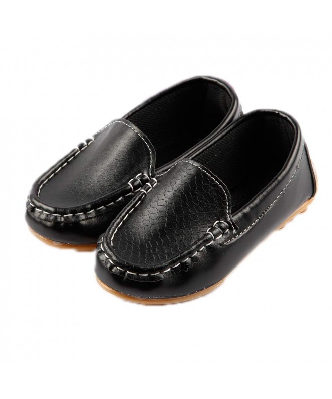 Loafers Toddler Little Kid Boys Girls Loafers Shoes Soft Slip On Dress Flat Shoes - Black - C918GOI9NLI $24.89