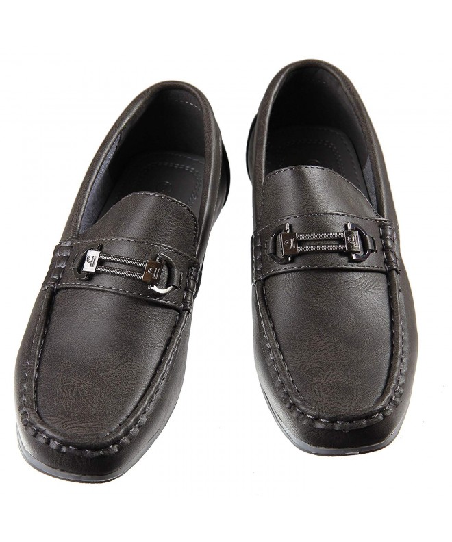 Loafers Dark Grey Loafers Slip on Dress Shoes Sized from Little Boys 10 to Big Boys 8 - C718DW5GAZI $64.71