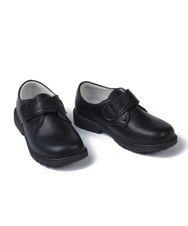 Boys Black School Uniform Genuine Leather Dress Shoes TPR Rubber Sole 1 ...