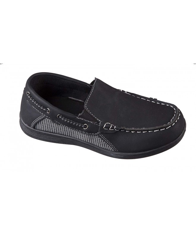 Loafers Boys Black Square Toe Slip on Loafer Style Dress Shoe with White Stitching - C1187WX73OX $45.21