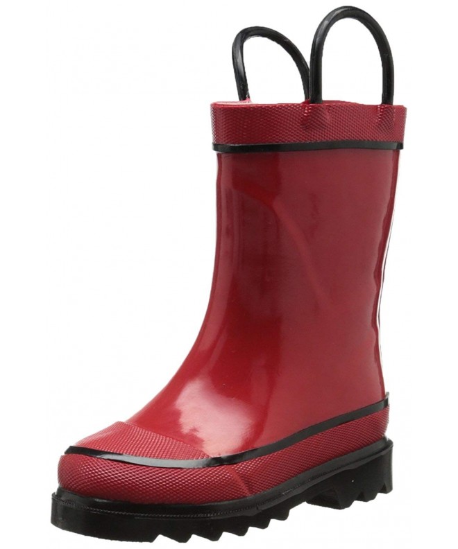 Rain Boots Kids Unisex Solid Waterproof Rain Boot - Red - CJ11FWAQ8DR $44.67