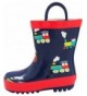 Rain Boots Waterproof Rubber Rain Boots - Navy Trains - CO18O7KRSLR $37.37