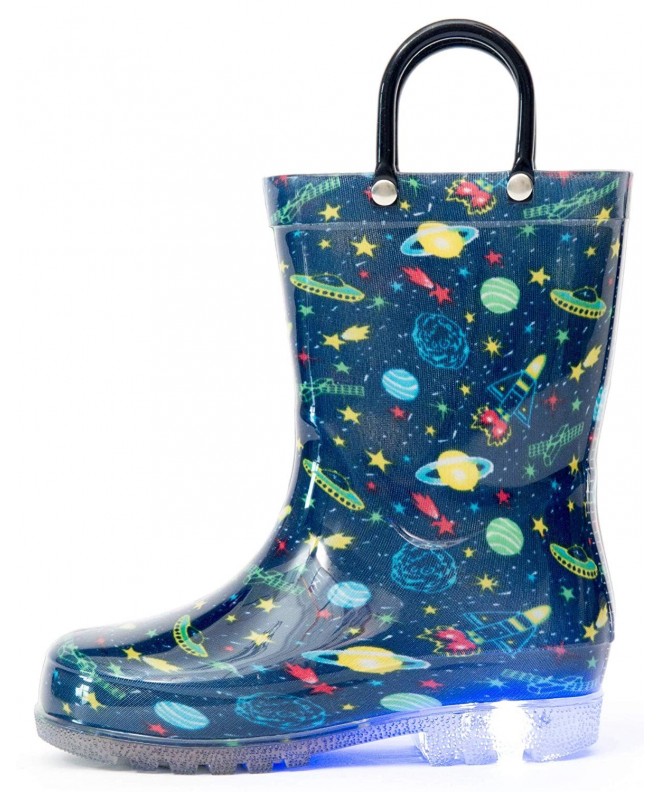 Rain Boots Toddler Boys Girls Printed Light Up Rain Boots - Blue Cosmos - C618M02HEMS $43.28
