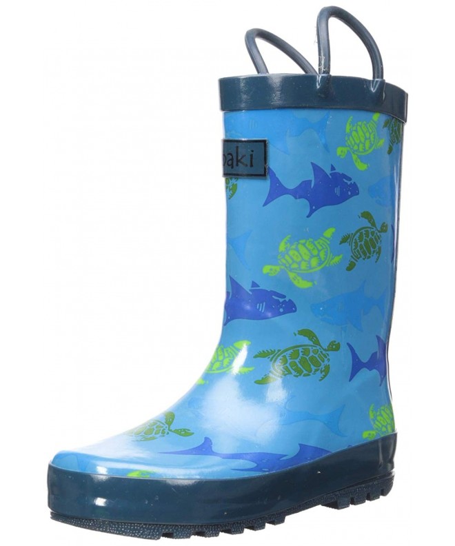 Rain Boots Rubber Boots Easy Handles - Sharks & Turtles - CS184LWC0H5 $43.14