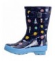 Rain Boots Kids Waterproof Rubber Rain Boots Girls - Boys & Toddlers Fun Prints & Handles - Blue/Universe - CU18HWMSOTN $40.93