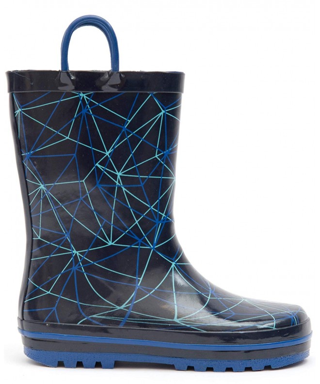 Rain Boots Toddler Kids Rubber Rain Boots - Blue Geometry - CW18G3M68EX $43.04