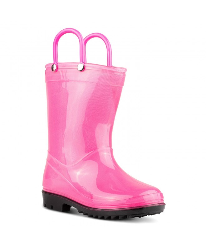 Rain Boots Children's Rain Boots with Handles - Little Kids & Toddlers - Boys & Girls - Pink - CG18C9TA3TX $30.66
