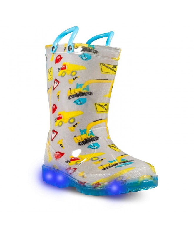 Rain Boots Children's Light Up Rain Boots for Little Kids & Toddlers - Boys & Girls - Grey (Construction) - C218KCCN8QW $42.34