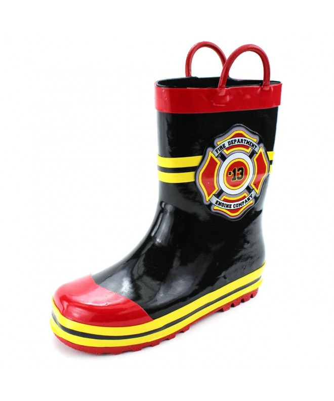 Rain Boots Fireman Firefighter Boys Girls Costume Style Rain Boots (Toddler/Little Kid) - Fire Dept Black - CV12E4GLAW3 $46.13
