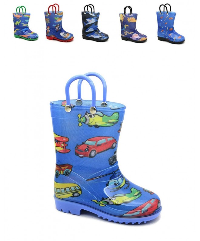 Rain Boots Kids Boys Printed Rainboots Assorted Prints Toddler/Little Kid/Big Kid Sizes - Transport - CW1869RC82S $49.43