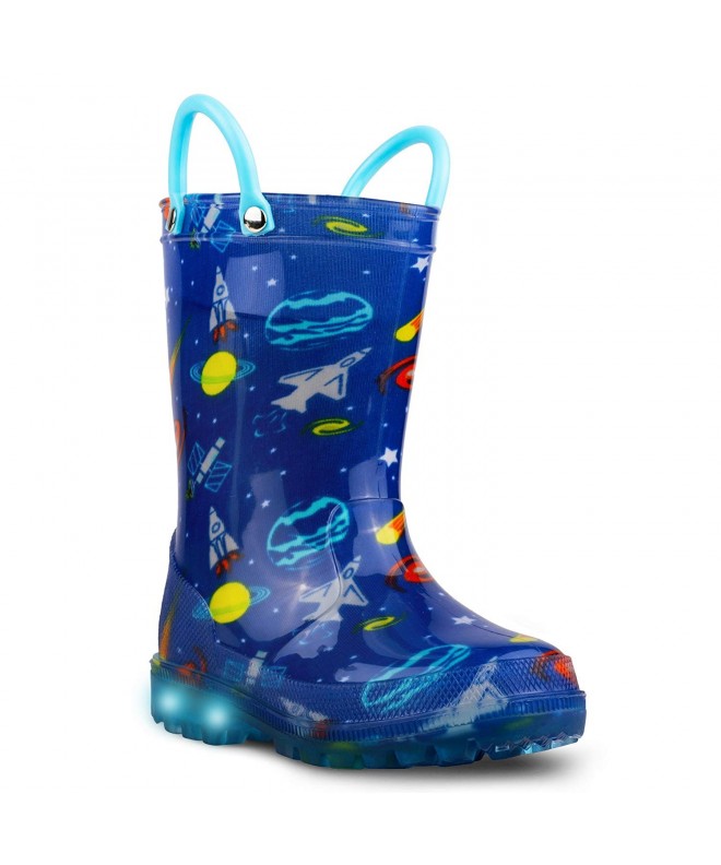 Rain Boots lilly Girls' Light-Up Rubber Rain Boots - Blue (Space) - C9186EE2RLQ $29.05